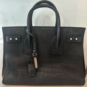 Authentic Black Crocodile Embossed Tote Bag